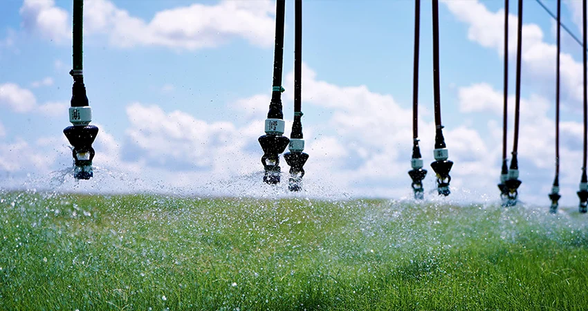 Center pivot irrigation on a large farm
